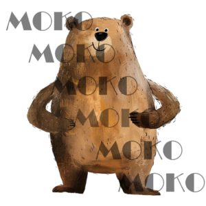 Bär Bügelbild, Süßes Stehendes Bären Motiv in Wasserfarbe zum Aufbügeln, Niedliches Tier Design für Kinder T-Shirt und Stoffe