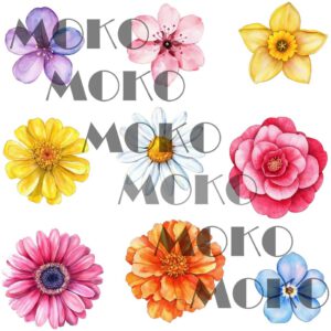 Blüten Bügelbild, Süßes Blumen Motiv in Wasserfarbe zum Aufbügeln, Florales Design für T-Shirt und Stoffe