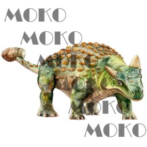 Dino Ankylosaurus Bügelbild, Niedliches Dinosaurier Motiv in Wasserfarbe zum Aufbügeln, Lustiges Urzeit Design für Kinder T-Shirt