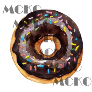 Donut Bügelbild, Süßes Gebäck Motiv in Wasserfarbe zum Aufbügeln, Lustiges Food Design für Kinder T-Shirt und Stoffe