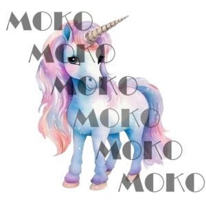 Einhorn Bügelbild, Niedliches Fabelwesen Motiv in Wasserfarbe zum Aufbügeln, Magisches Unicorn Design für Kinder T-Shirt und Stoffe