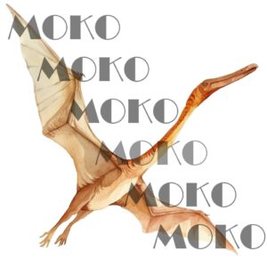 Flugsaurier Bügelbild, Niedliches Dinosaurier Motiv in Wasserfarbe zum Aufbügeln, Urzeit Flugtier Design für Kinder T-Shirt und Stoffe