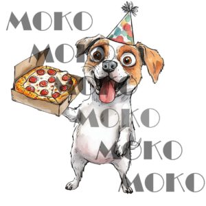 Hund Bügelbild, Lustiges Geburtstag Motiv mit Partyhut in Wasserfarbe zum Aufbügeln, Süßes Tier Design für Kinder T-Shirt und Stoffe