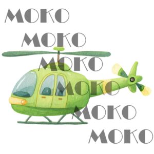 Helikopter Bügelbild, Lustiges Flugzeug Motiv in Wasserfarbe zum Aufbügeln, Niedliches Luftfahrt Design für Kinder T-Shirt und Stoffe