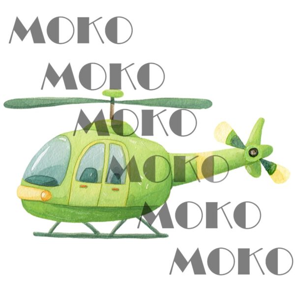 Helikopter Bügelbild, Lustiges Flugzeug Motiv in Wasserfarbe zum Aufbügeln, Niedliches Luftfahrt Design für Kinder T-Shirt und Stoffe