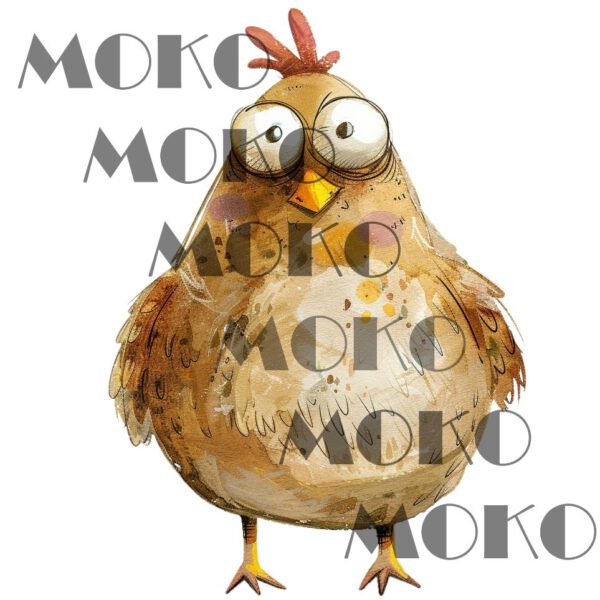 Huhn Bügelbild, Lustiges Hühnchen Motiv in Wasserfarbe zum Aufbügeln, Niedliches Bauernhof Tier Design für Kinder T-Shirt und Stoffe