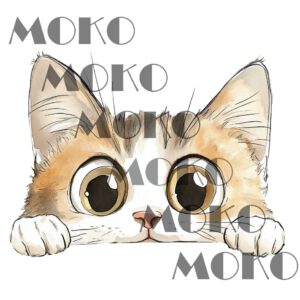 Neugieriges Kätzchen Bügelbild, Süßes Katzenmotiv mit Gesicht und Pfoten, hervorlugend, in Wasserfarbe zum Aufbügeln, Niedliches Haustier Design für Kinder T-Shirt und Stoffe