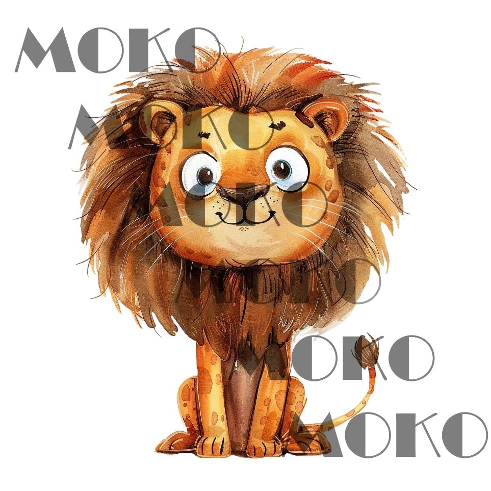 Löwe Bügelbild, Süßes Kleines Löwen Motiv in Wasserfarbe zum Aufbügeln, Niedliches Safari Tier Design für Kinder T-Shirt und Stoffe