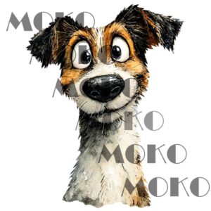 Hund Bügelbild, Lustiges Hunde Gesicht Motiv in Wasserfarbe zum Aufbügeln, Witziges Haustier Design für Kinder T-Shirt und Stoffe