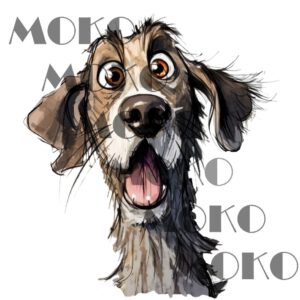 Hund Bügelbild, Lustiges Cartoon Hunde Motiv in Wasserfarbe zum Aufbügeln, Witziges Haustier Design für Kinder T-Shirt und Stoffe