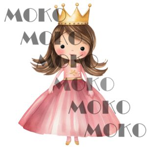 Prinzessin Bügelbild, Süßes Märchen Motiv in Wasserfarbe zum Aufbügeln, Niedliches Kinder Design für T-Shirt und Stoffe