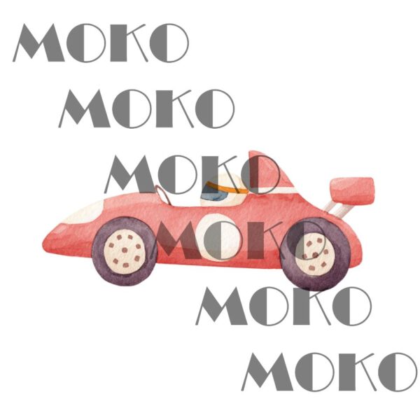 Rotes Rennauto Bügelbild, Süßer Roter Rennwagen Motiv in Wasserfarbe zum Aufbügeln, Niedliches Auto Design für Kinder T-Shirt und Stoffe