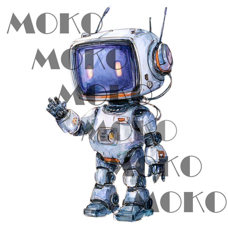 Roboter Bügelbild, Süßes Kleines Maschinen Motiv in Wasserfarbe zum Aufbügeln, Niedliches Technik Design für Kinder T-Shirt und Stoffe