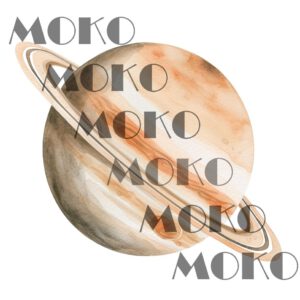 Saturn Bügelbild, Süßes Planet Motiv mit Ringen in Wasserfarbe zum Aufbügeln, Lustiges Weltraum Design für Kinder T-Shirt und Stoffe
