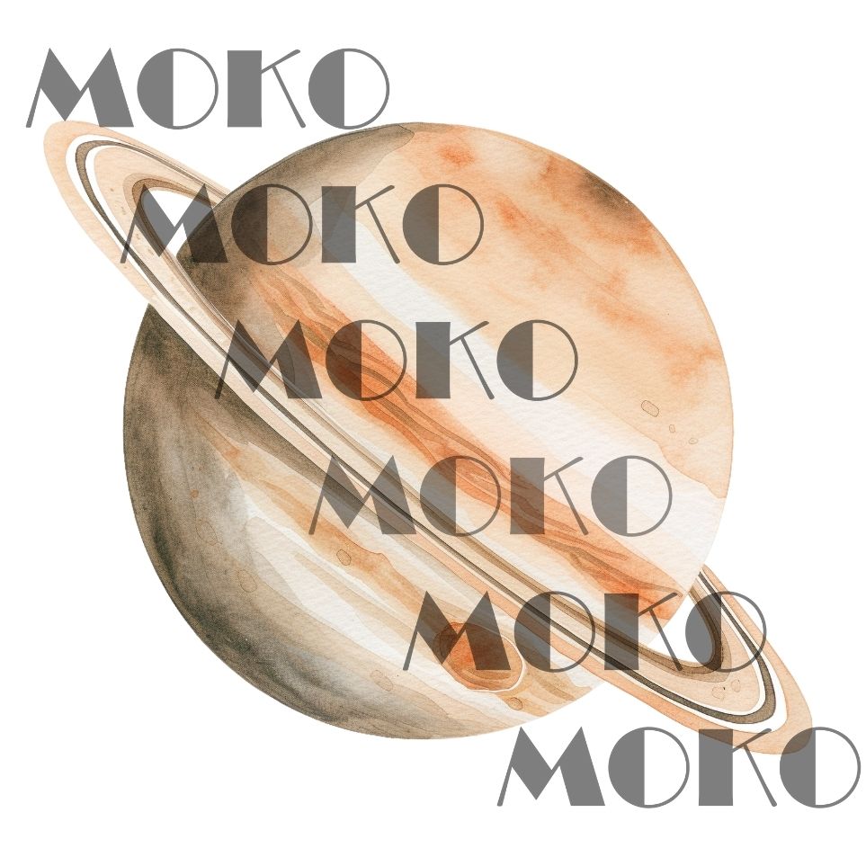 Saturn Bügelbild, Süßes Planet Motiv mit Ringen in Wasserfarbe zum Aufbügeln, Lustiges Weltraum Design für Kinder T-Shirt und Stoffe