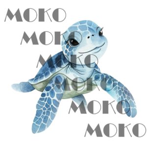 Baby Schildkröte Bügelbild, Süßes Tier Motiv in Wasserfarbe zum Aufbügeln, Niedliches Meerestier Design für Kinder T-Shirt und Stoffe