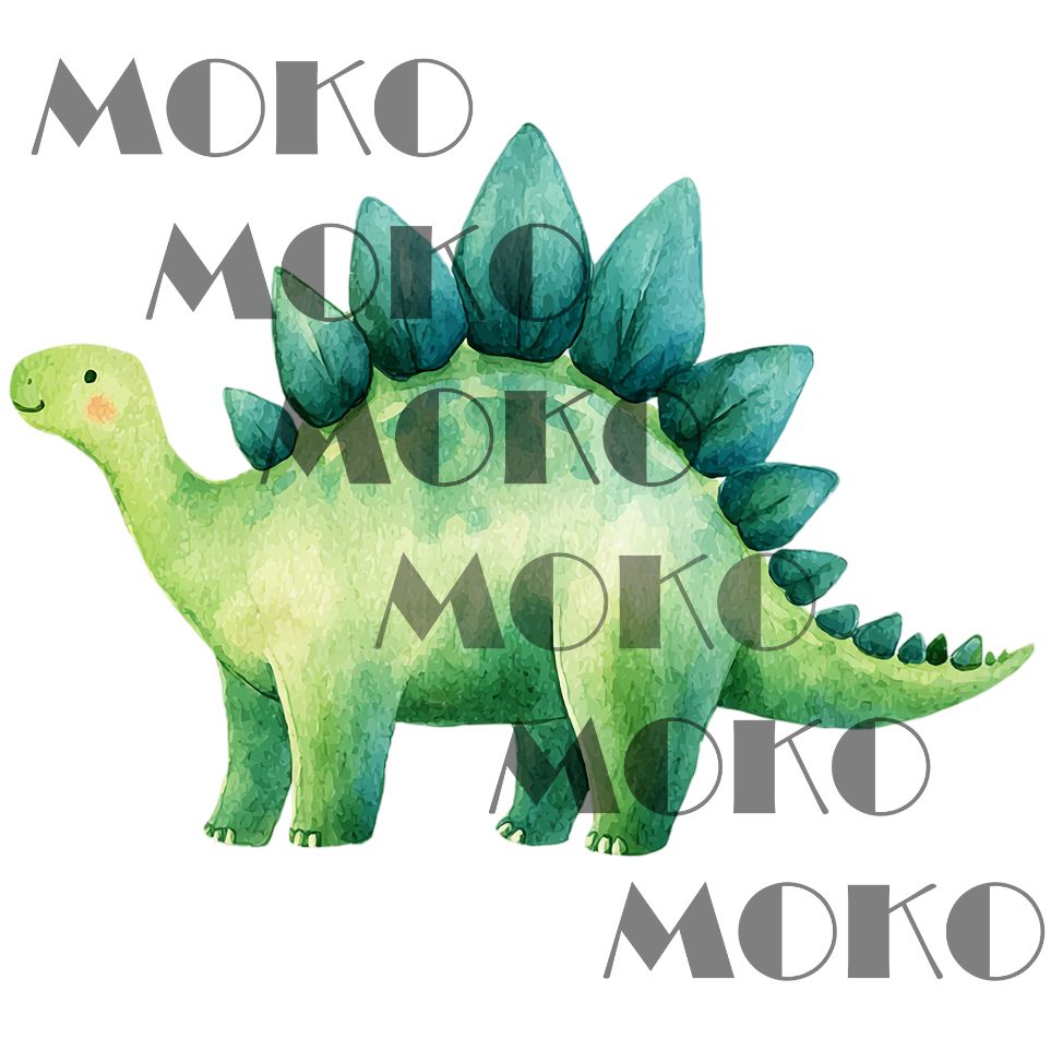Dinosaurier Bügelbild, Grüner Stegosaurus in Aquarelloptik, Süßes Dino Motiv für Kinder T-Shirt und Stoffe