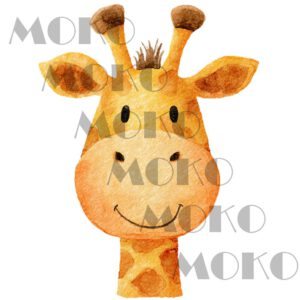 Giraffe Bügelbild, Süßer Giraffenkopf in Aquarelloptik, Niedliches Tiermotiv für Kinder T-Shirt und Stoffe