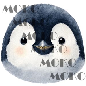 Pinguin Bügelbild, Süßer Pinguinkopf in Aquarelloptik, Niedliches Winter Tiermotiv für Kinder T-Shirt und Stoffe