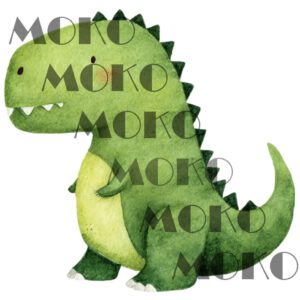 Dinosaurier Bügelbild, Süßer Grüner T-Rex in Aquarelloptik, Niedliches Dino Motiv für Kinder T-Shirt und Stoffe