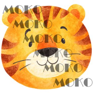 Tiger Bügelbild, Süßer Tigerkopf in Aquarelloptik, Niedliches Safari Tiermotiv für Kinder T-Shirt und Stoffe