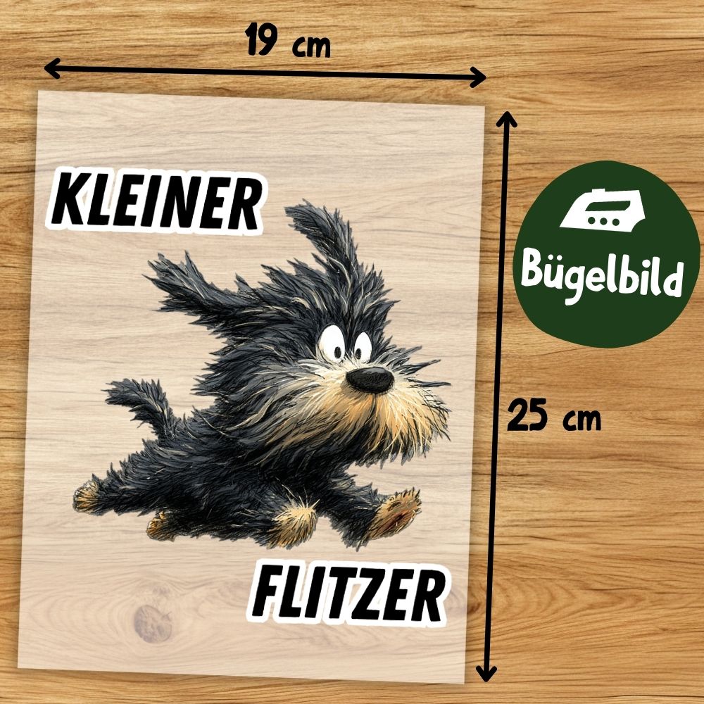 Hund Bügelbild „Kleiner Flitzer“, Niedlicher flitzender Hund in Aquarelloptik, Lustiges Cartoon-Hundemotiv für Kinder T-Shirt, Hoodie und Stoffe – Bild 2