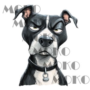 Hund Bügelbild, Frecher Hundekopf mit skeptischem Blick in Aquarelloptik, Cooles Cartoon-Hundemotiv für Kinder T-Shirt, Hoodie und Stoffe