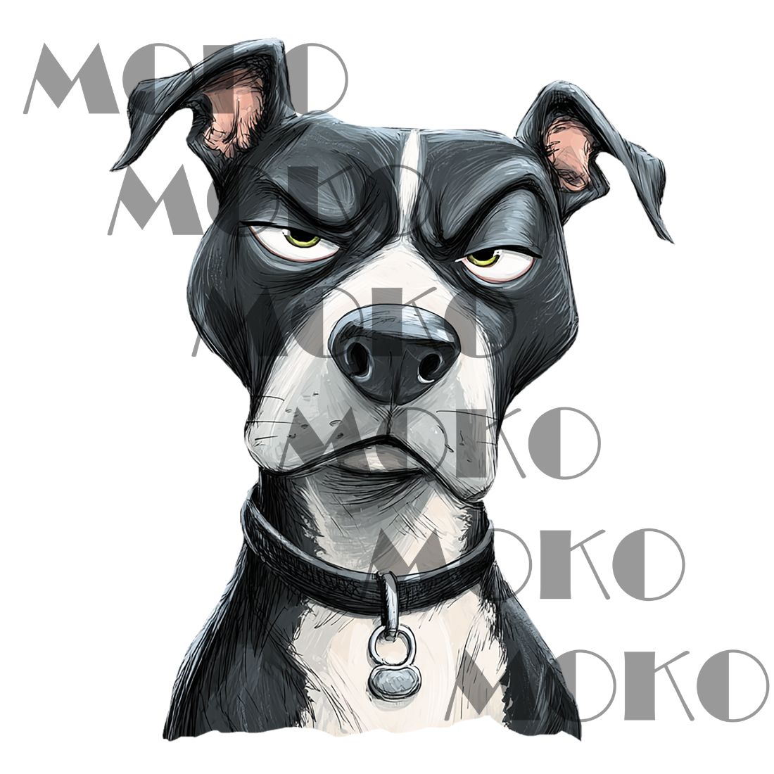 Hund Bügelbild, Frecher Hundekopf mit skeptischem Blick in Aquarelloptik, Cooles Cartoon-Hundemotiv für Kinder T-Shirt, Hoodie und Stoffe