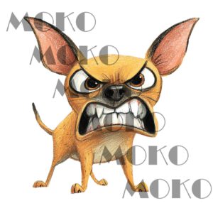 Chihuahua Bügelbild, Frecher Chihuahua mit bösem Blick in Aquarelloptik, Lustiges Cartoon-Hundemotiv für Kinder T-Shirt, Hoodie und Stoffe