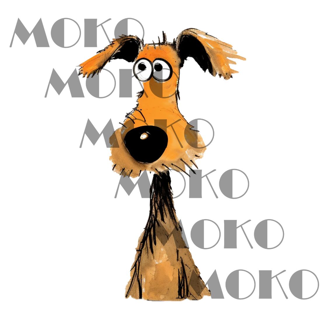 Hund Bügelbild, Lustiger Comic-Hund mit großem Nasenkopf in Aquarelloptik, Witziges Cartoon-Hundemotiv für Kinder T-Shirt und Stoffe