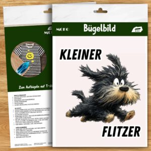Hund Bügelbild „Kleiner Flitzer“, Niedlicher flitzender Hund in Aquarelloptik, Lustiges Cartoon-Hundemotiv für Kinder T-Shirt, Hoodie und Stoffe