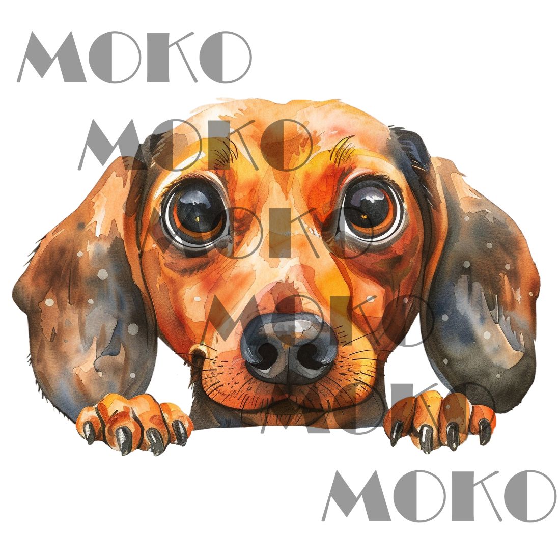 Dackel Bügelbild, Süßer Dackelkopf in Aquarelloptik, Niedliches Hundemotiv für Kinder T-Shirt, Babykleidung und Stoffe