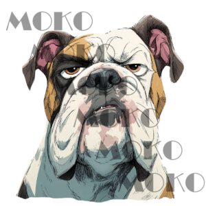 Bulldogge Bügelbild, Frecher Bulldoggenkopf in Aquarelloptik, Cooles Hundemotiv für Kinder T-Shirt, Hoodie und Stoffe
