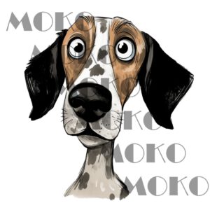 Hund Bügelbild, Süßer Hundekopf mit langen Ohren in Aquarelloptik, Niedliches Cartoon-Hundemotiv für Kinder T-Shirt, Hoodie und Stoffe
