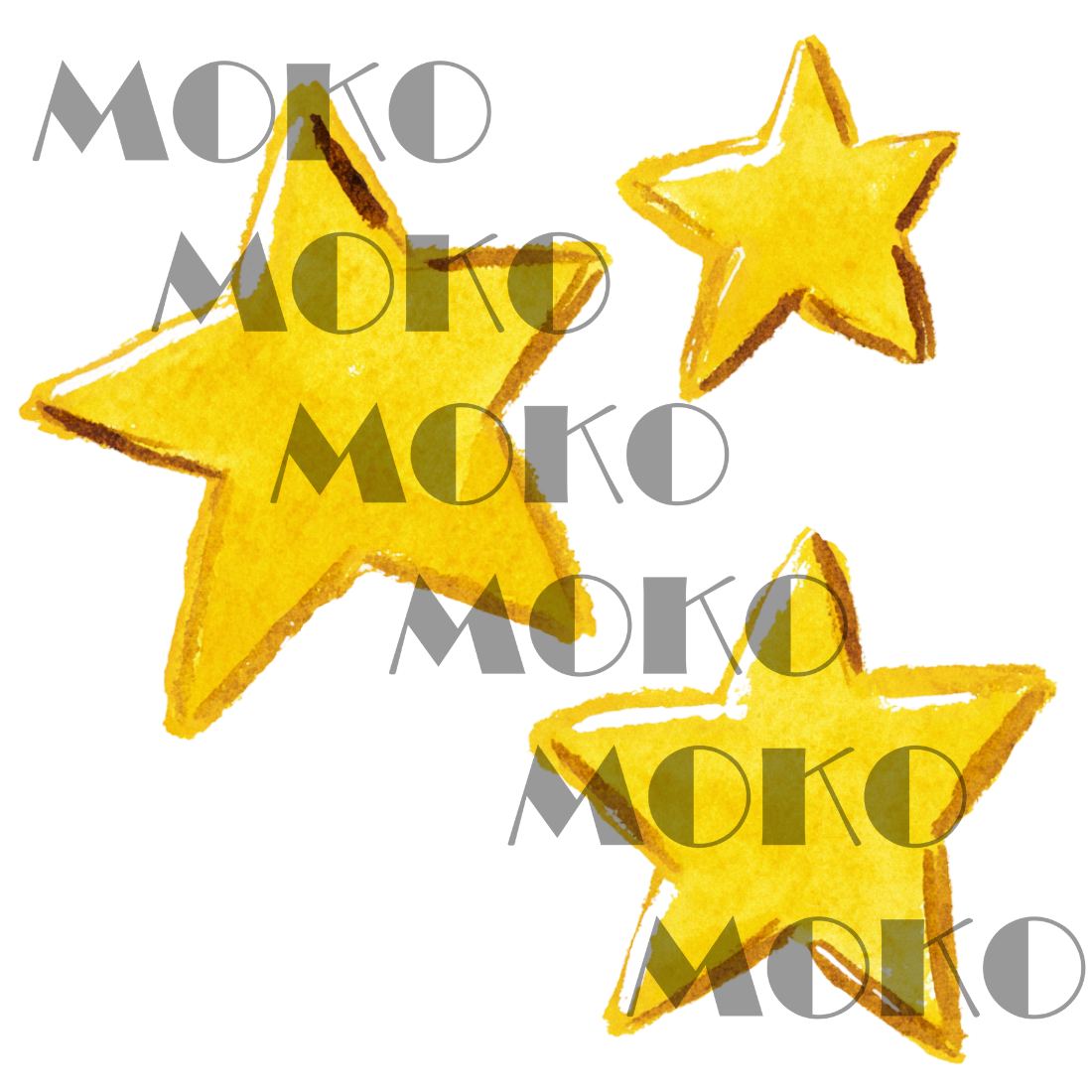 Sternchen Bügelbild, Aquarelloptik, Drei Nachtsterne für Kleidung, Taschen und Stoffe