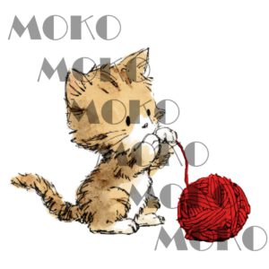 Süße Katze Bügelbild, Aquarelloptik, Spielendes Kätzchen für Kleidung, Taschen und Stoffe