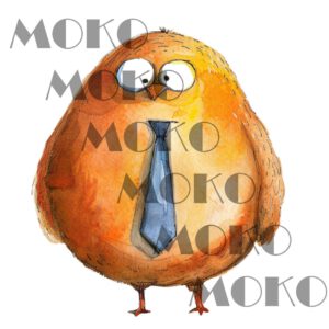 Büro Vogel Bügelbild, Aquarelloptik, Lustiges Tier für Kleidung, Taschen und Stoffe