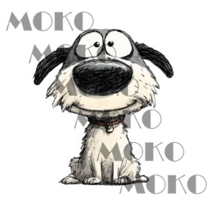 Lustiger Hund Bügelbild, Aquarelloptik, Cartoon große Augen Welpe für Kleidung, Taschen und Stoffe