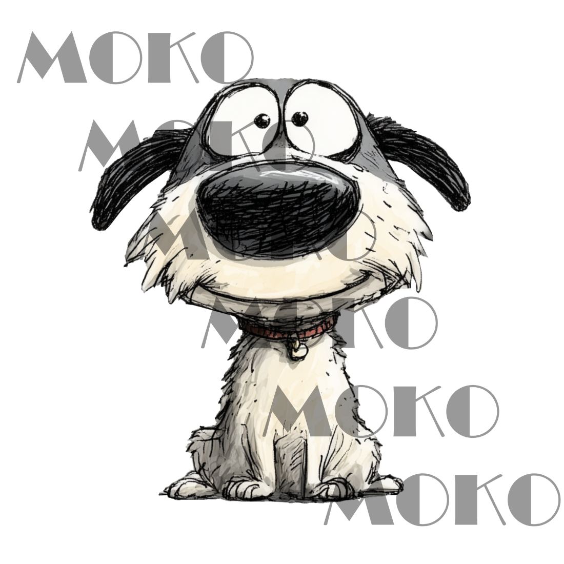 Lustiger Hund Bügelbild, Aquarelloptik, Cartoon große Augen Welpe für Kleidung, Taschen und Stoffe