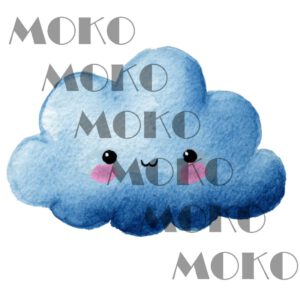 Süße Wolke Bügelbild, Aquarelloptik, Wetter Motiv für Kleidung, Taschen und Stoffe