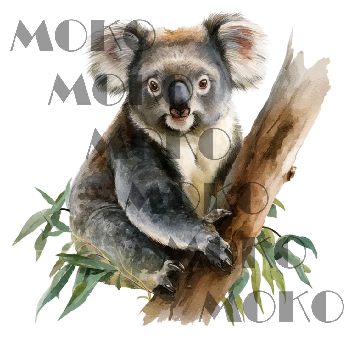 Koala Bügelbild, Aquarelloptik, Dschungel Tier Motiv für Kleidung, Taschen und Stoffe