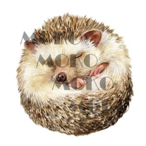Schlafender Igel Bügelbild, Aquarelloptik, Motiv für Kleidung, Taschen und Stoffe